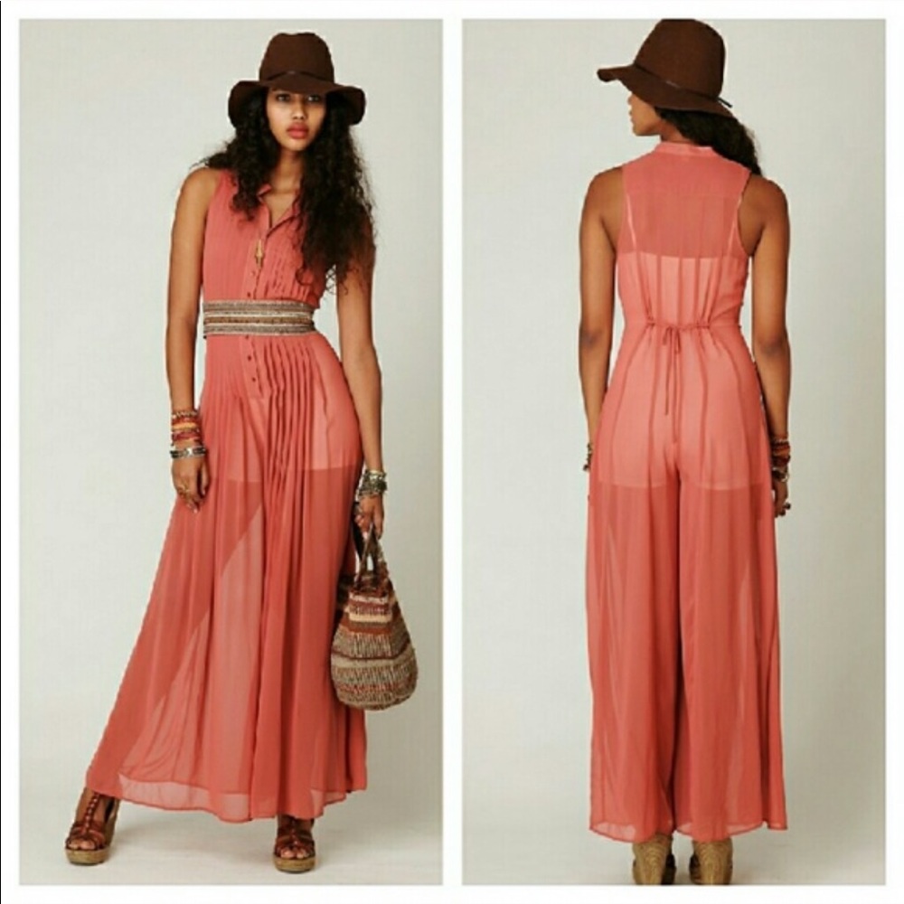 Free People Sheer Wide leg Jumpsuit